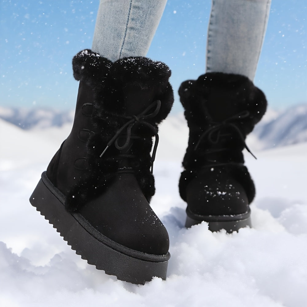 Moteriški platforminiai žieminiai batai su kailiuku