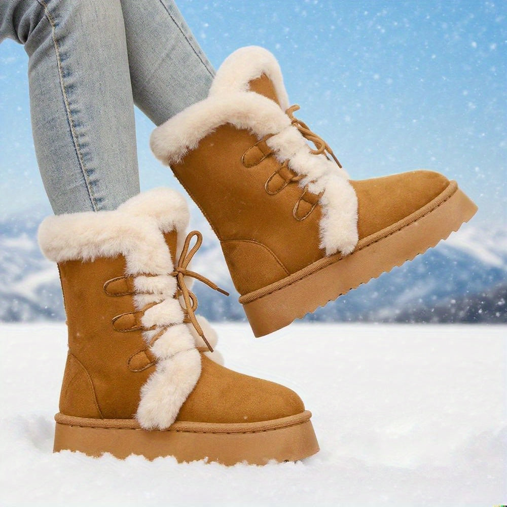 Moteriški platforminiai žieminiai batai su kailiuku