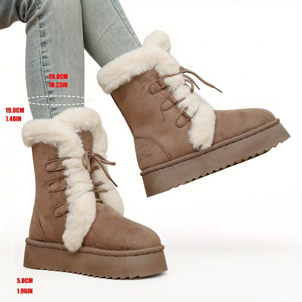 Moteriški platforminiai žieminiai batai su kailiuku