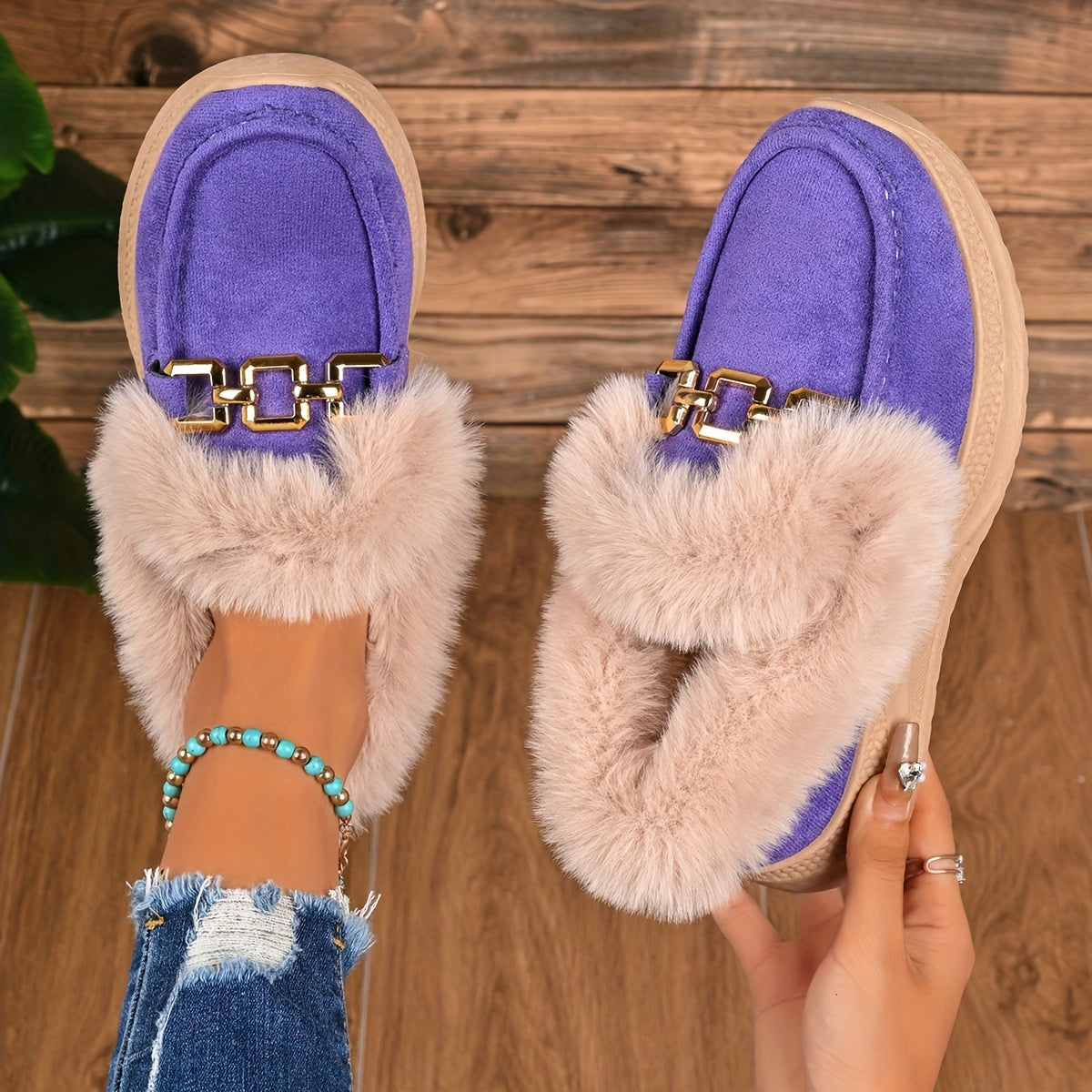 Stilingi žieminiai mokasinai su kailiuku