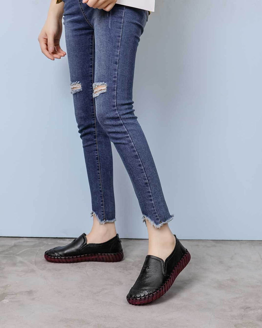 Odiniai loafer stiliaus moteriški bateliai