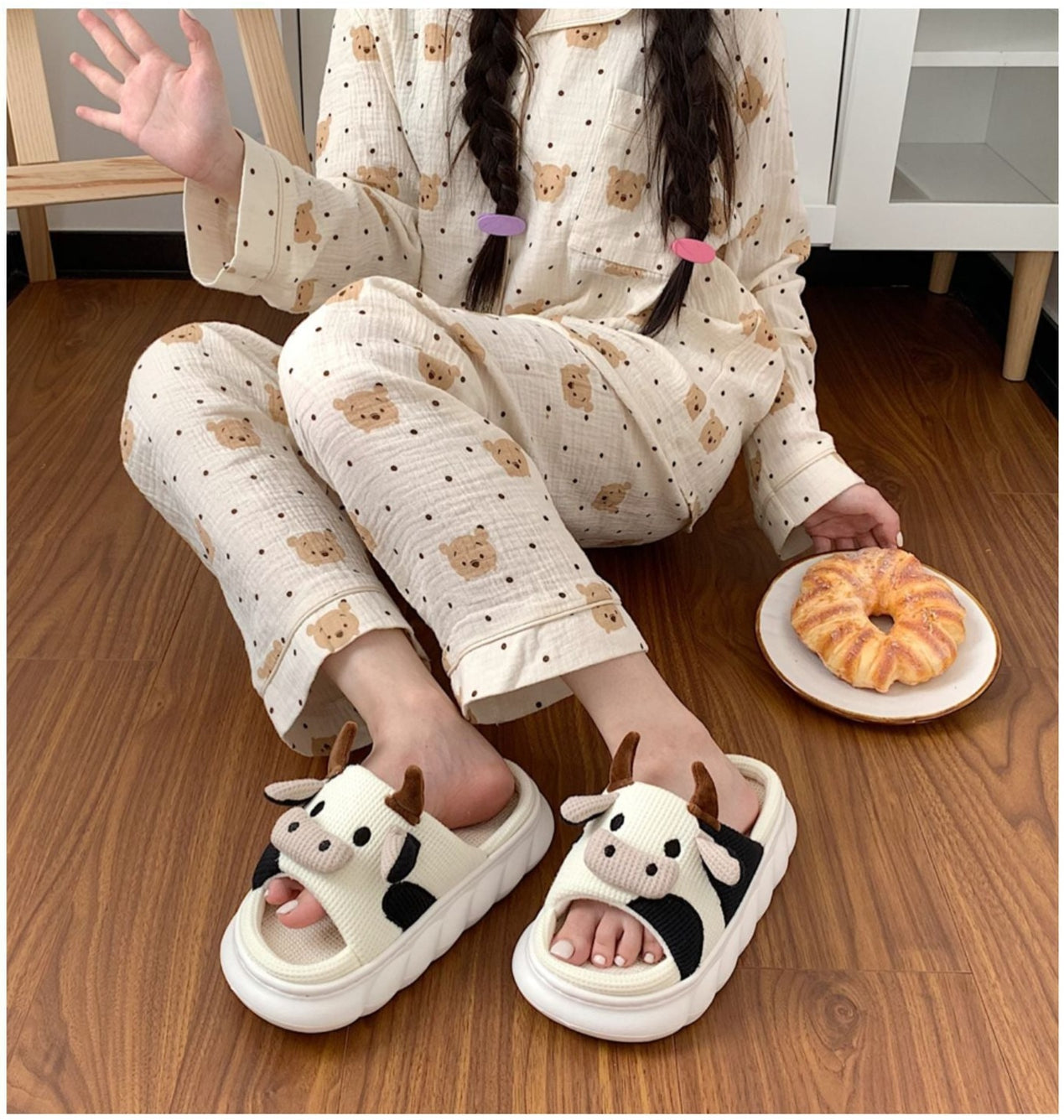 Žaismingos naminės moteriškos-vaikiškos šlepetės gyvūnėliai