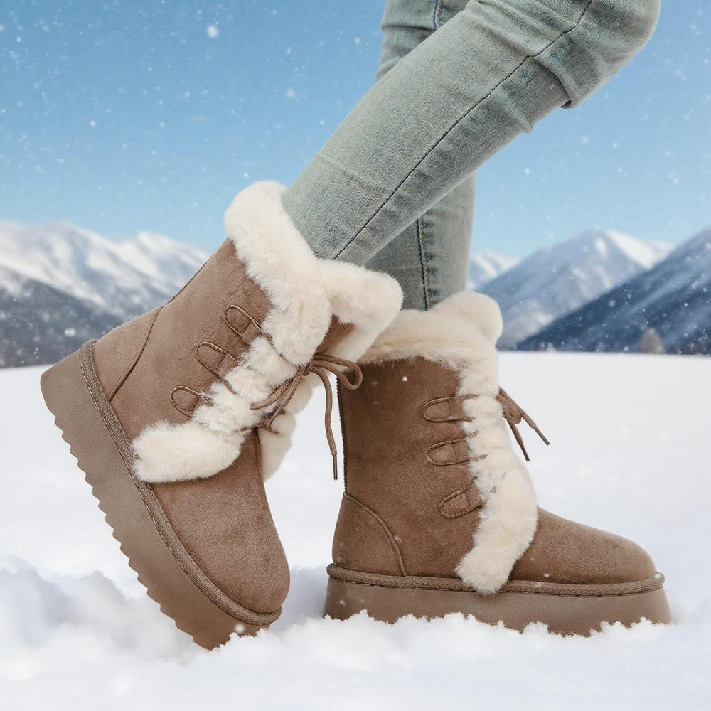 Moteriški platforminiai žieminiai batai su kailiuku