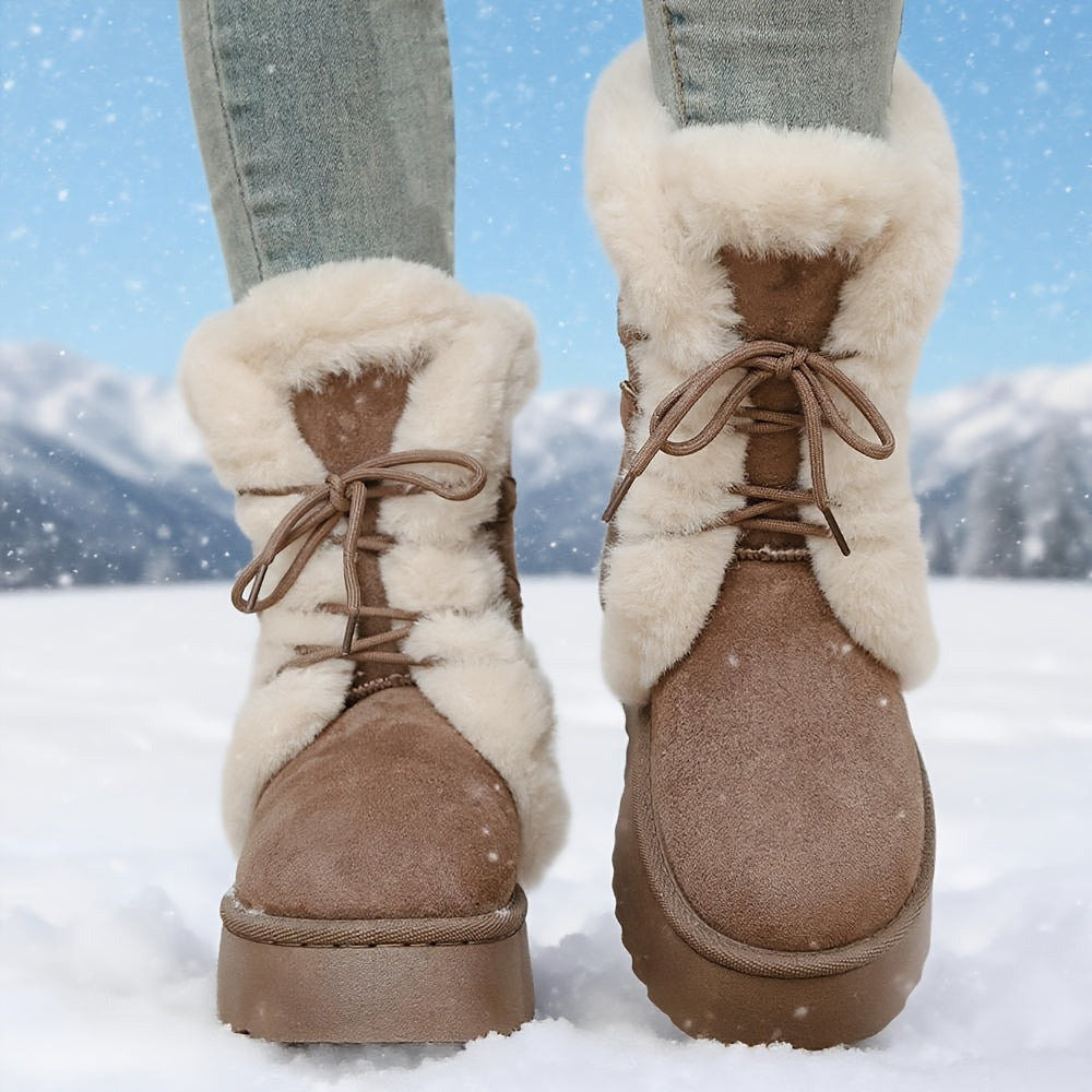 Moteriški platforminiai žieminiai batai su kailiuku