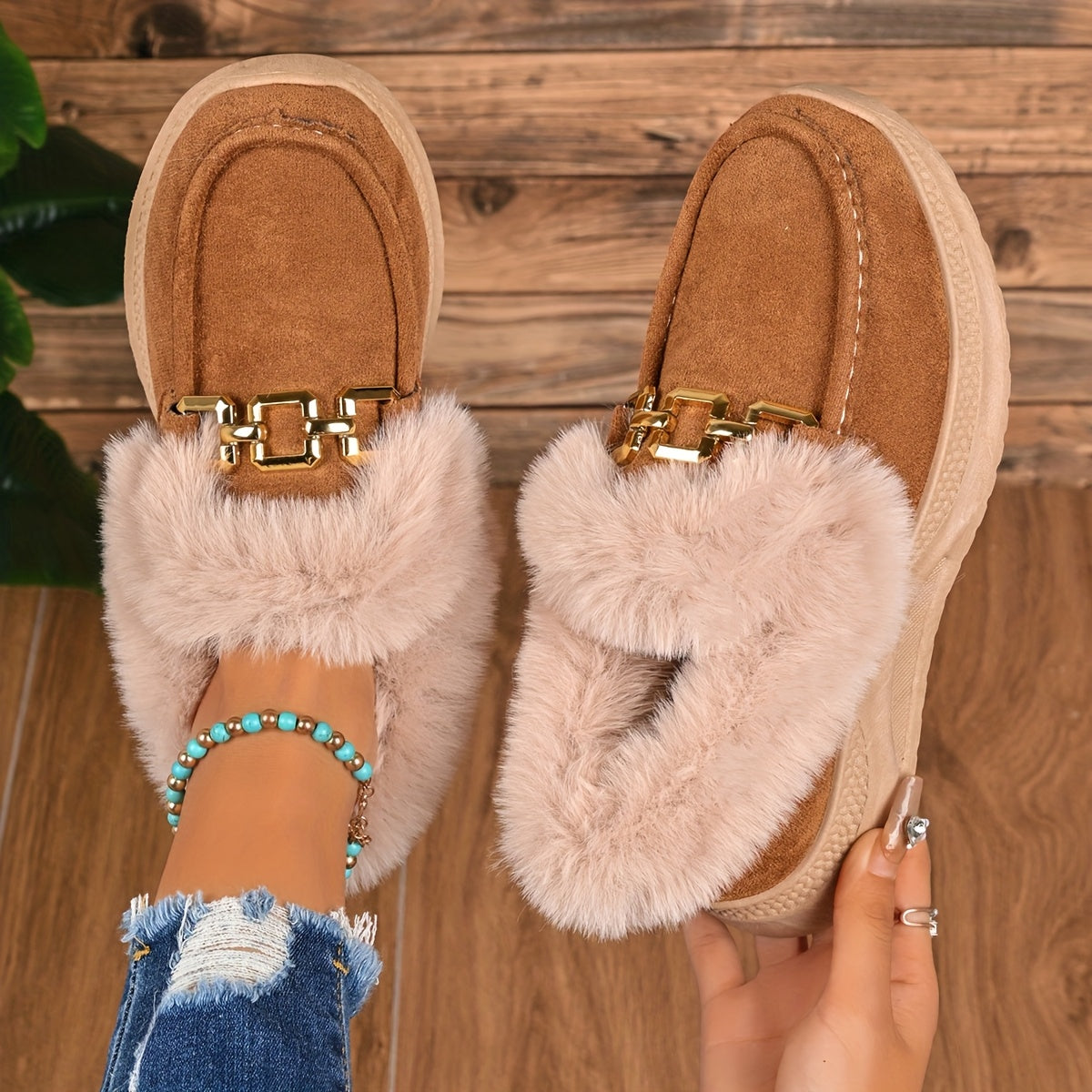 Stilingi žieminiai mokasinai su kailiuku