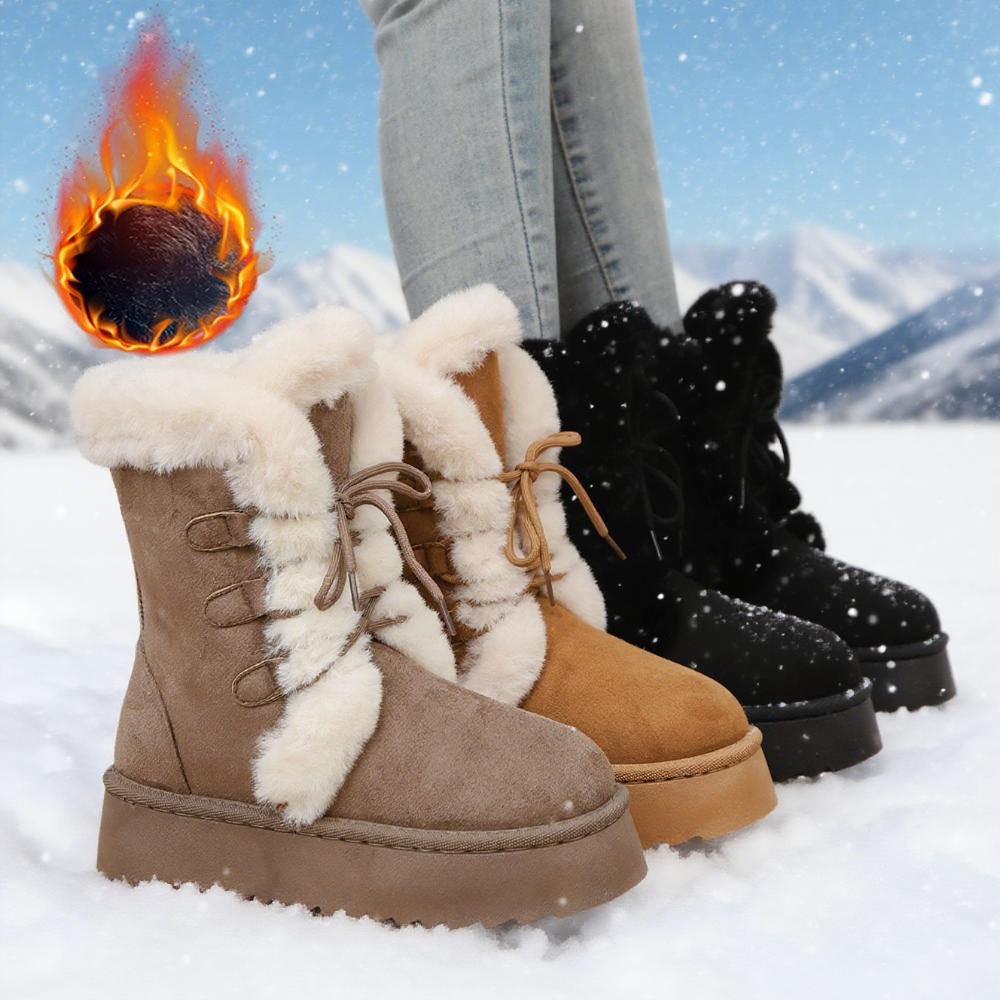 Moteriški platforminiai žieminiai batai su kailiuku