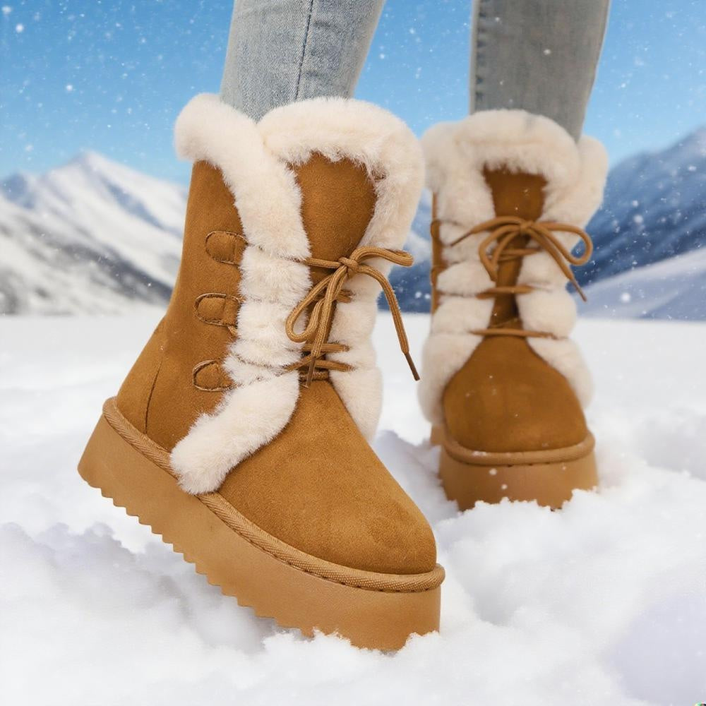 Moteriški platforminiai žieminiai batai su kailiuku