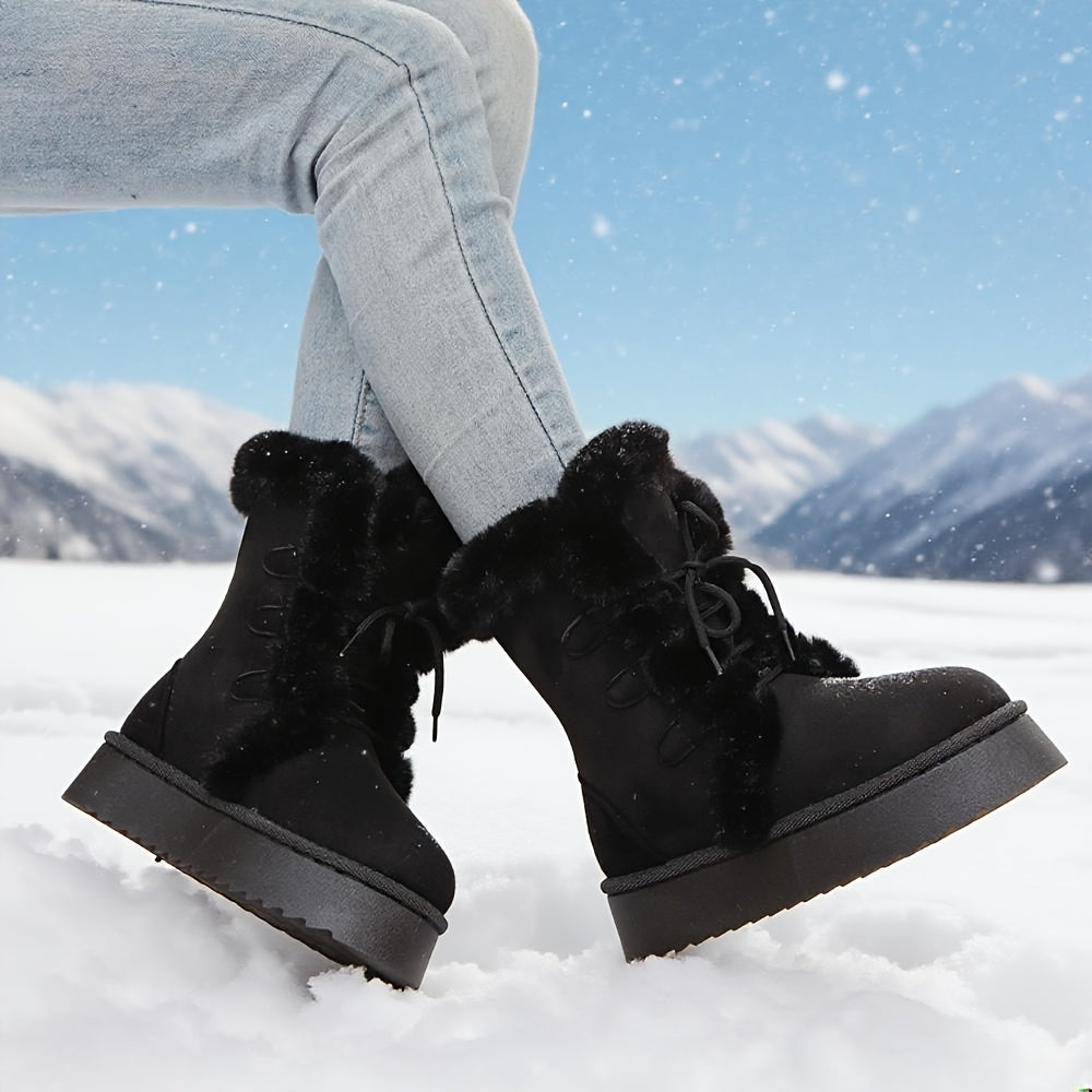Moteriški platforminiai žieminiai batai su kailiuku