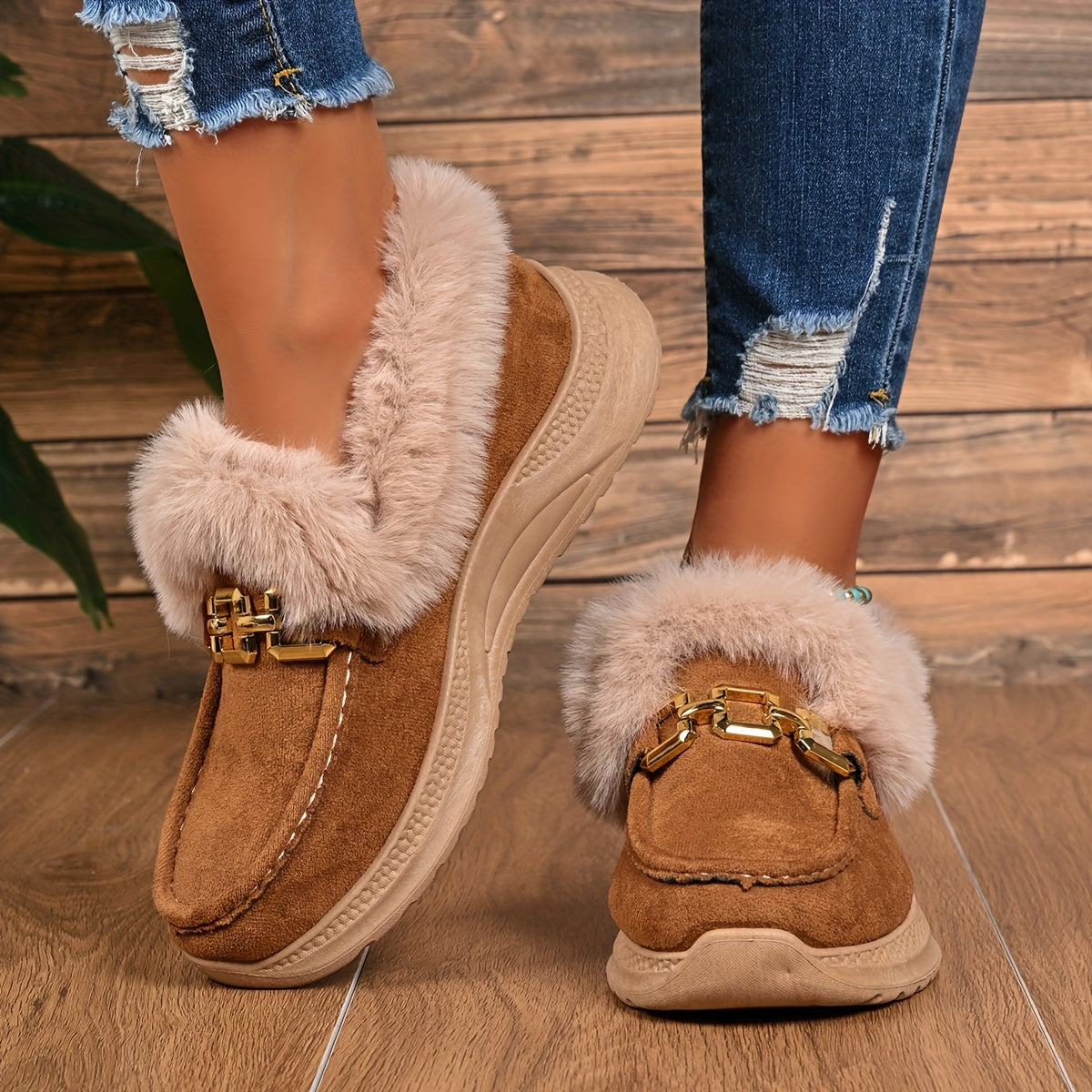 Stilingi žieminiai mokasinai su kailiuku