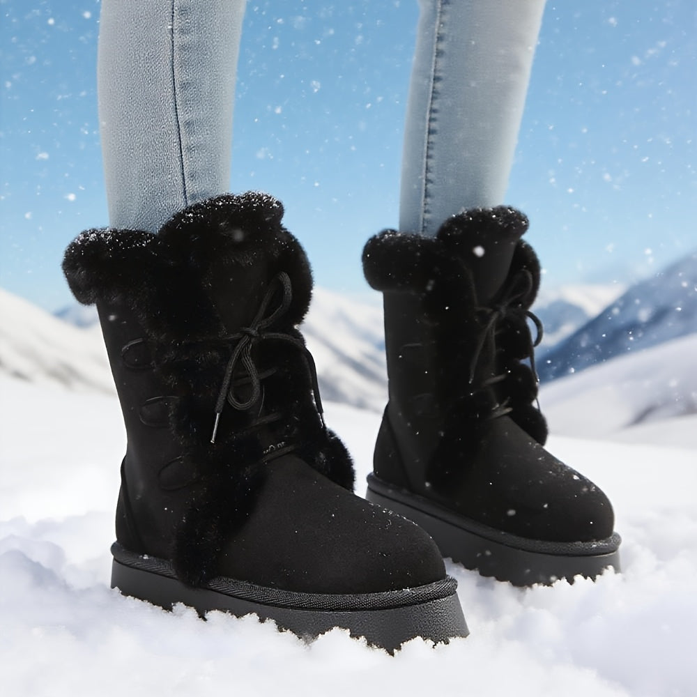 Moteriški platforminiai žieminiai batai su kailiuku