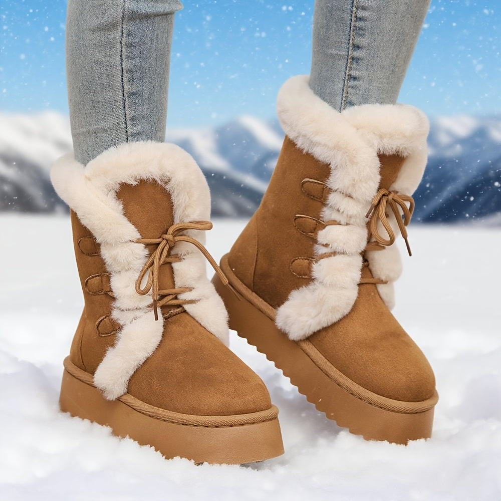 Moteriški platforminiai žieminiai batai su kailiuku